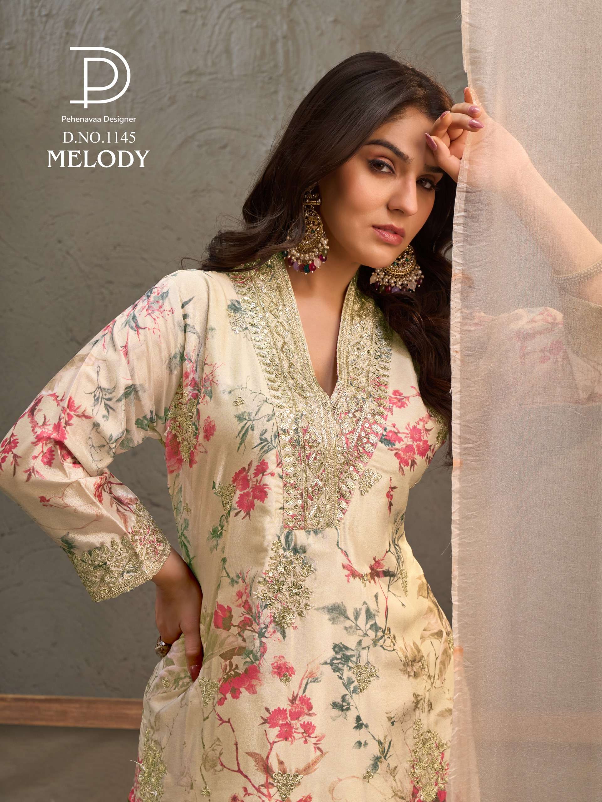 MELODY 1143 TO 1146 CHINON EMBROIDERY WORK PALAZZO TYPE SUIT THIS FESTIVAL TREND ONLINE